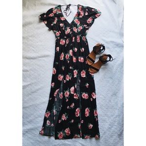 NWT Black Floral Maxi Dress